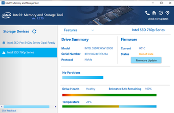 Intel Memory and Storage Tool